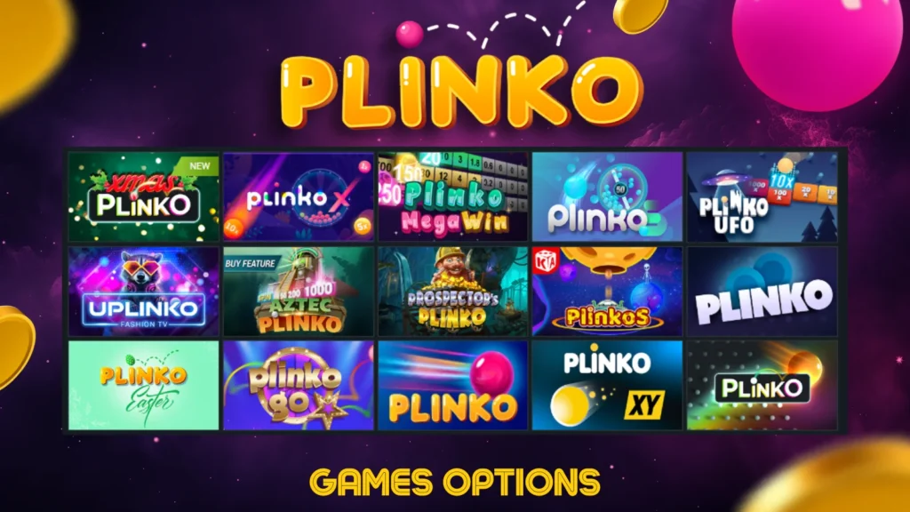 Popular plinko game options.